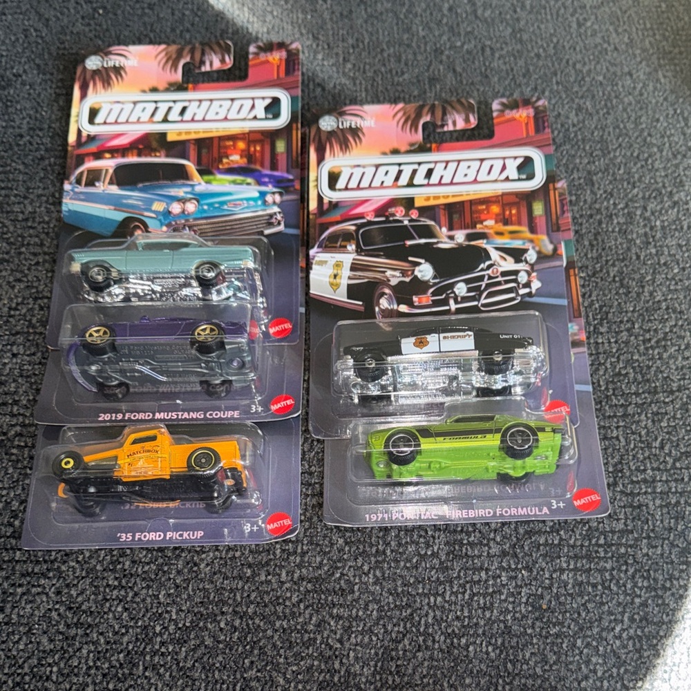 Matchbox 5 Car Set Mustang Firebird Ford Truck Impala Hudson